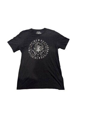 KY For KY Drinking Bourbon Banjo Graphic Tee Black Gray Cotton Blend Unisex Larg